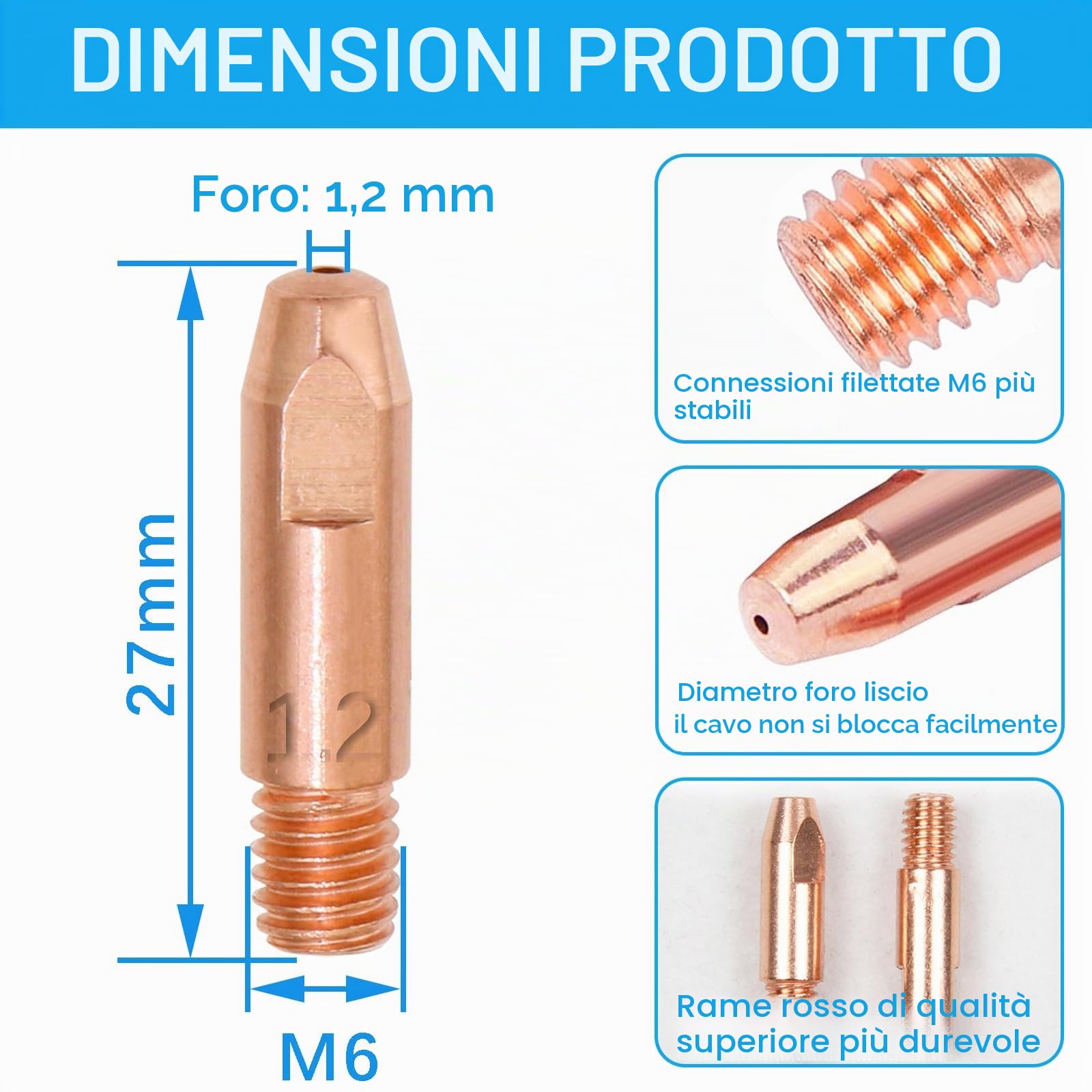 10 PZ Parti Usurate Ugello Gas 1,2mm Accessori per Saldatrice a Gas di Protezione per Saldatura MB24KD MIG MAG Accessori per Saldature Set di Materiali di Consumo per Saldatrice a Torcia MB24