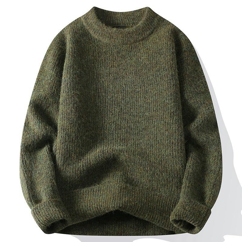 Pull en tricot col rond pour homme pull uni classique à manches longues