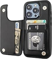 Vista 12 de ONETOP - Funda tipo cartera compatible con iPhone 15 Pro con soporte para tarjetas, funda de piel sintética con ranuras para tarjetas, doble cierre