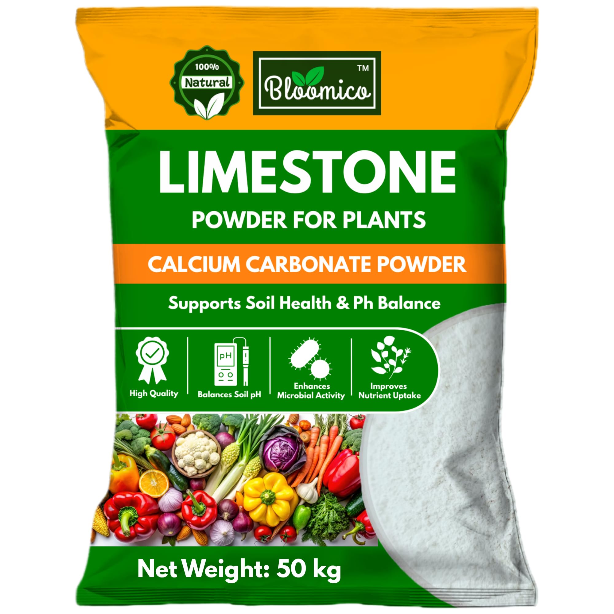 Limestone Powder for Plants - 50 kg | Natural Garden Lime Soil Amendment | Calcium Carbonate for pH Balance, Soil Health & Strong Roots | for Indoor & Outdoor Garden Plants - 50 kg
