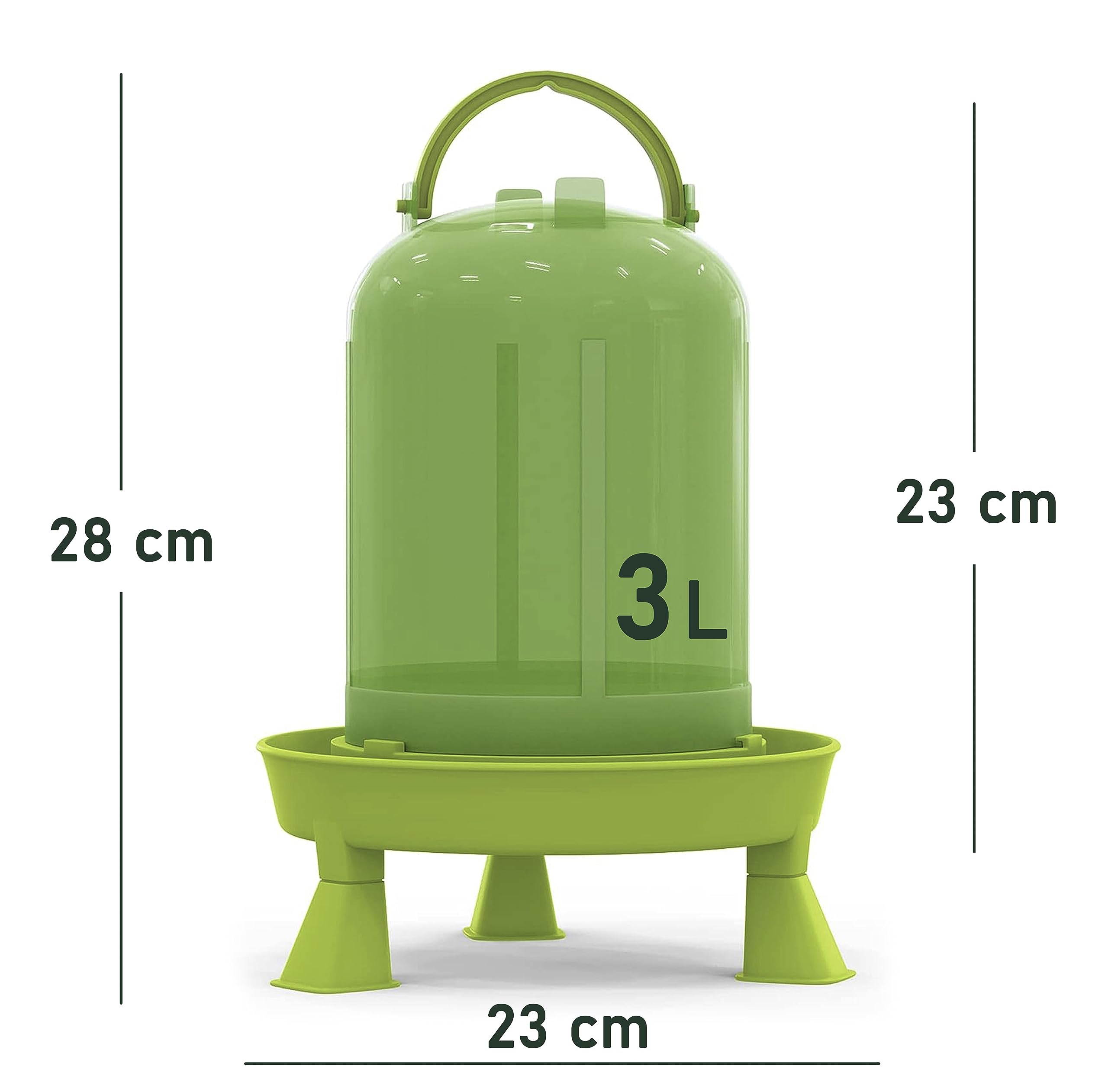 Mangiatoia per Galline 2 Kg e Abbeveratoio per Galline 3L - in Plastica Trasparente Resistente – Piedini rimovibili