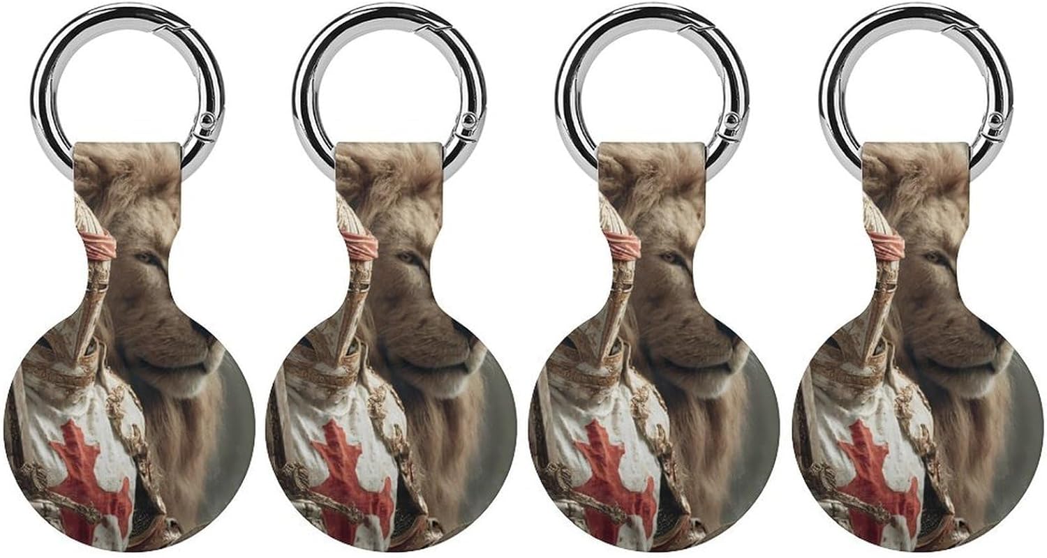 Knight1 and Lion Funny Cover Compatible with AirTag Case Protector GPS Tracker Holder with Keychain