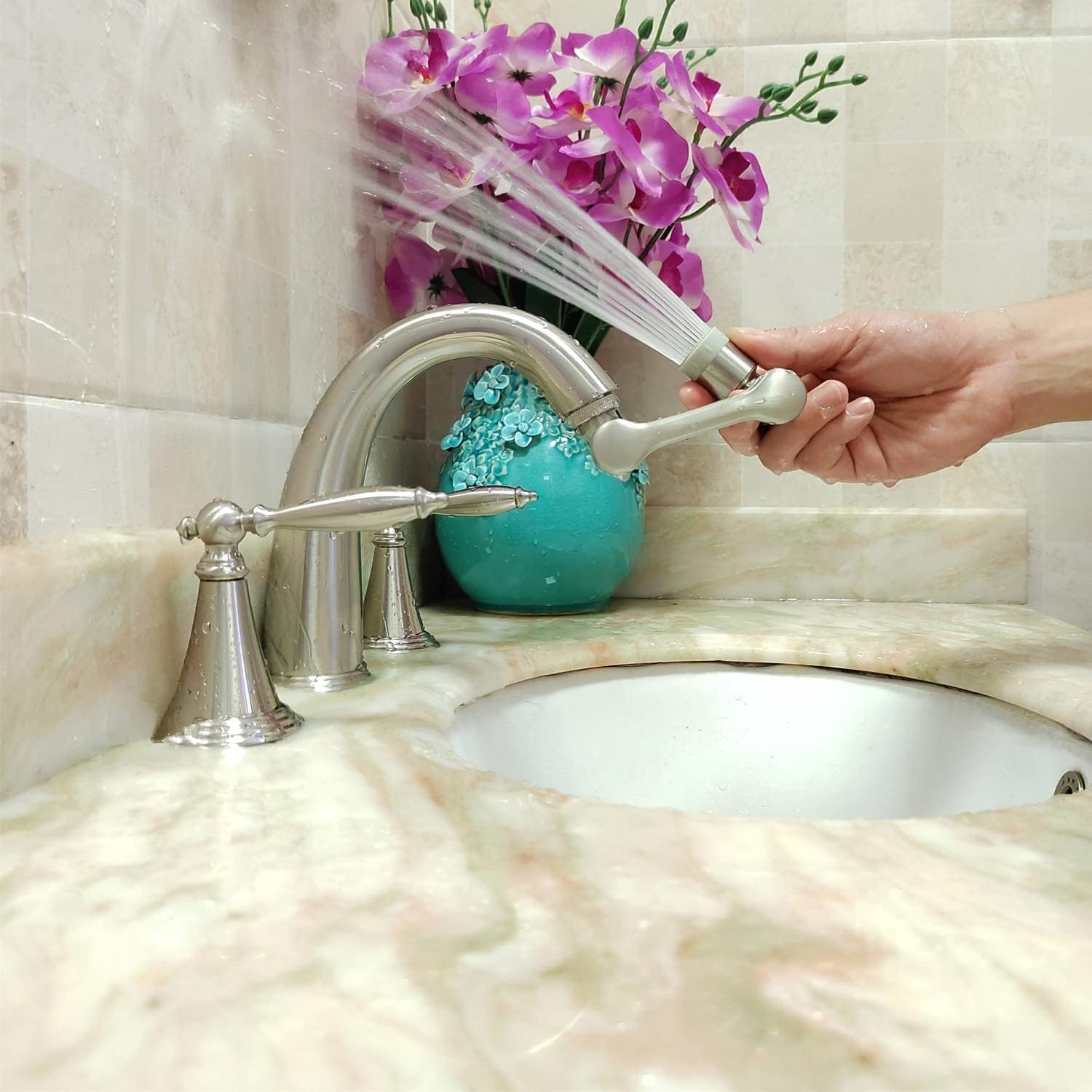 1080 Degree Rotating Faucet Extender Kitchen Sink Aerator Extension Brushed Nickel