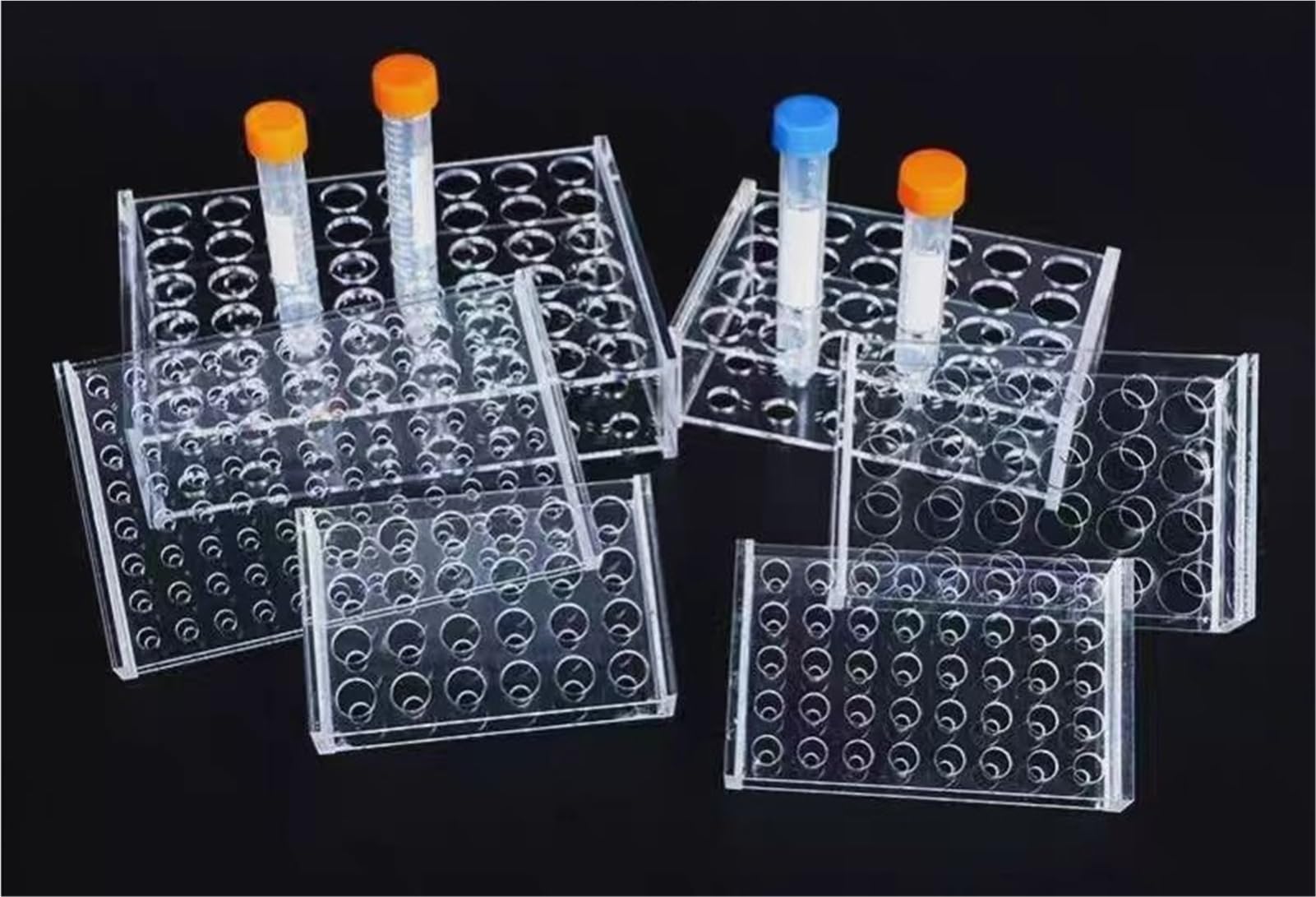 Acrylic Test Tube Rack, Clear PMMA Centrifuge Tube Rack 0.2ml to 15ml for School Lab(0.5ml 40holes)