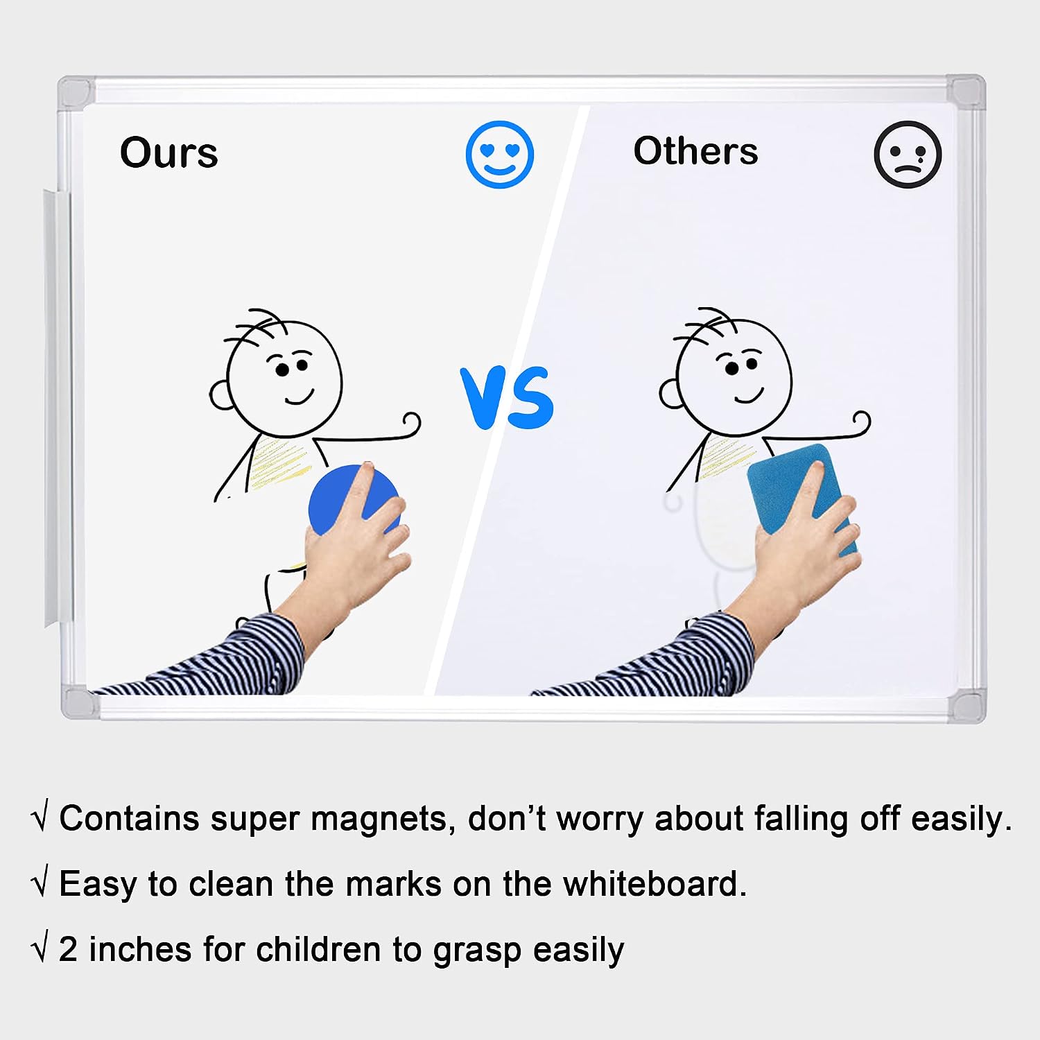 OFFICDO Dry Erase Erasers, 48 Pack Mini Magnetic Whiteboard Erasers Dry Erasers Chalkboard Erasers for Kids, Student, Classroom, Teacher Supplies, Home and Office (4-Color, 2 x 2 x 0.79 Inch)