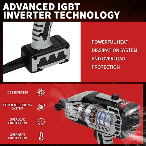 Miniatura 4 de Máquina de soldadura portátil de mano, pistola soldadora de arco de 110 V con inversor IGBT, máquina de soldadura de salida 20-180A, ajuste de