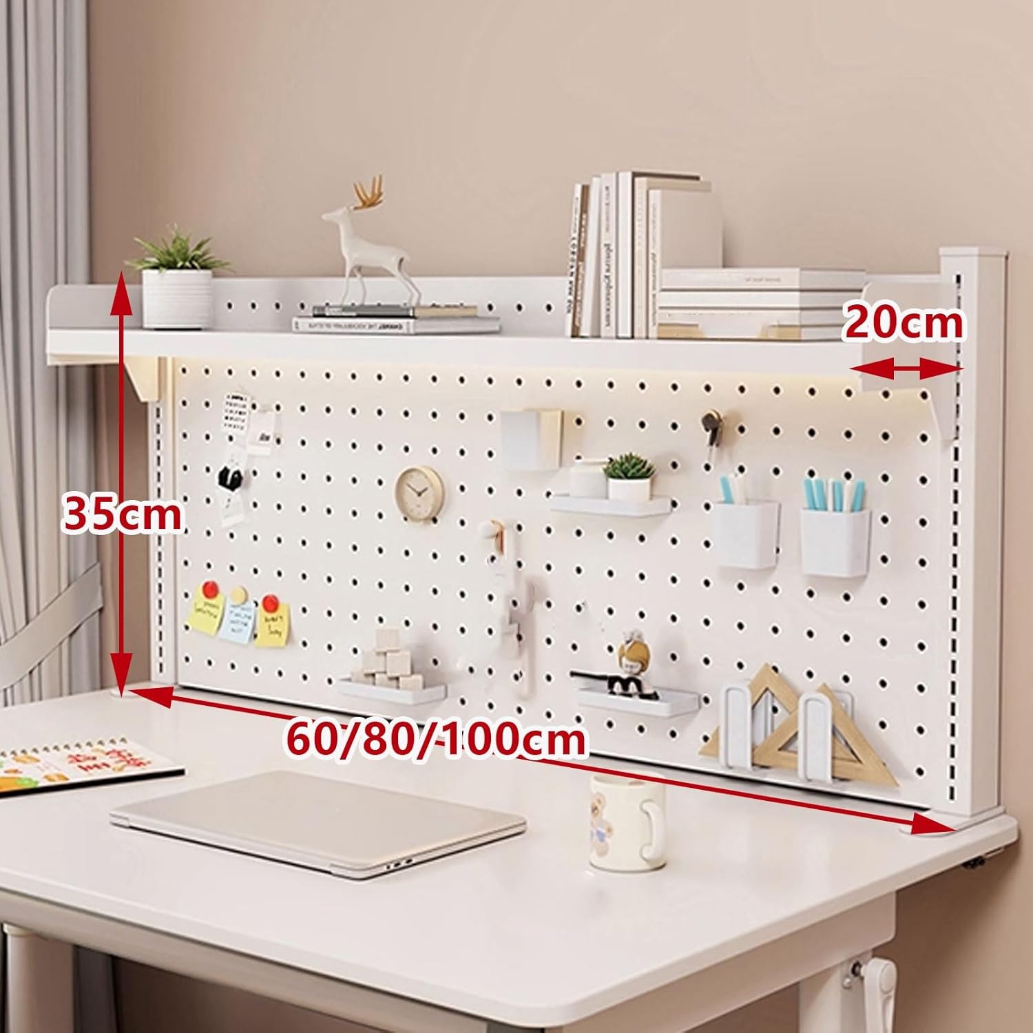 デスク上 棚 机上ラック 穴付き 有孔ボード テーブル固定用のダブルネジクランプ 棚の高さ調節可能 デスクシェルフ 炭素鋼製 各種ア