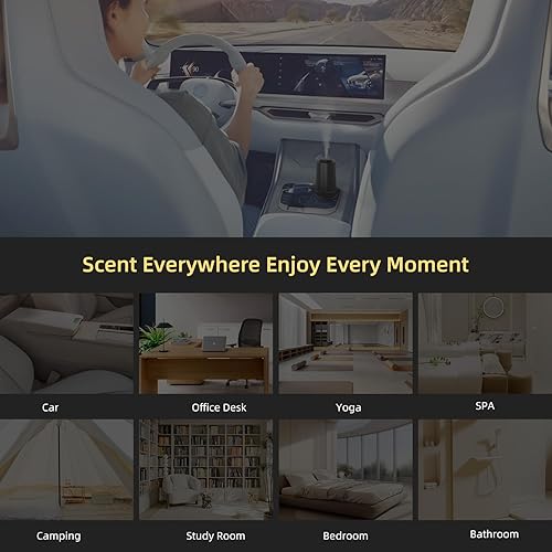 Miniatura 8 de Difusor de aceite sin agua, difusores portátiles de coche para aceites esenciales, difusores inalámbricos con 3 niveles de niebla y temporizador,