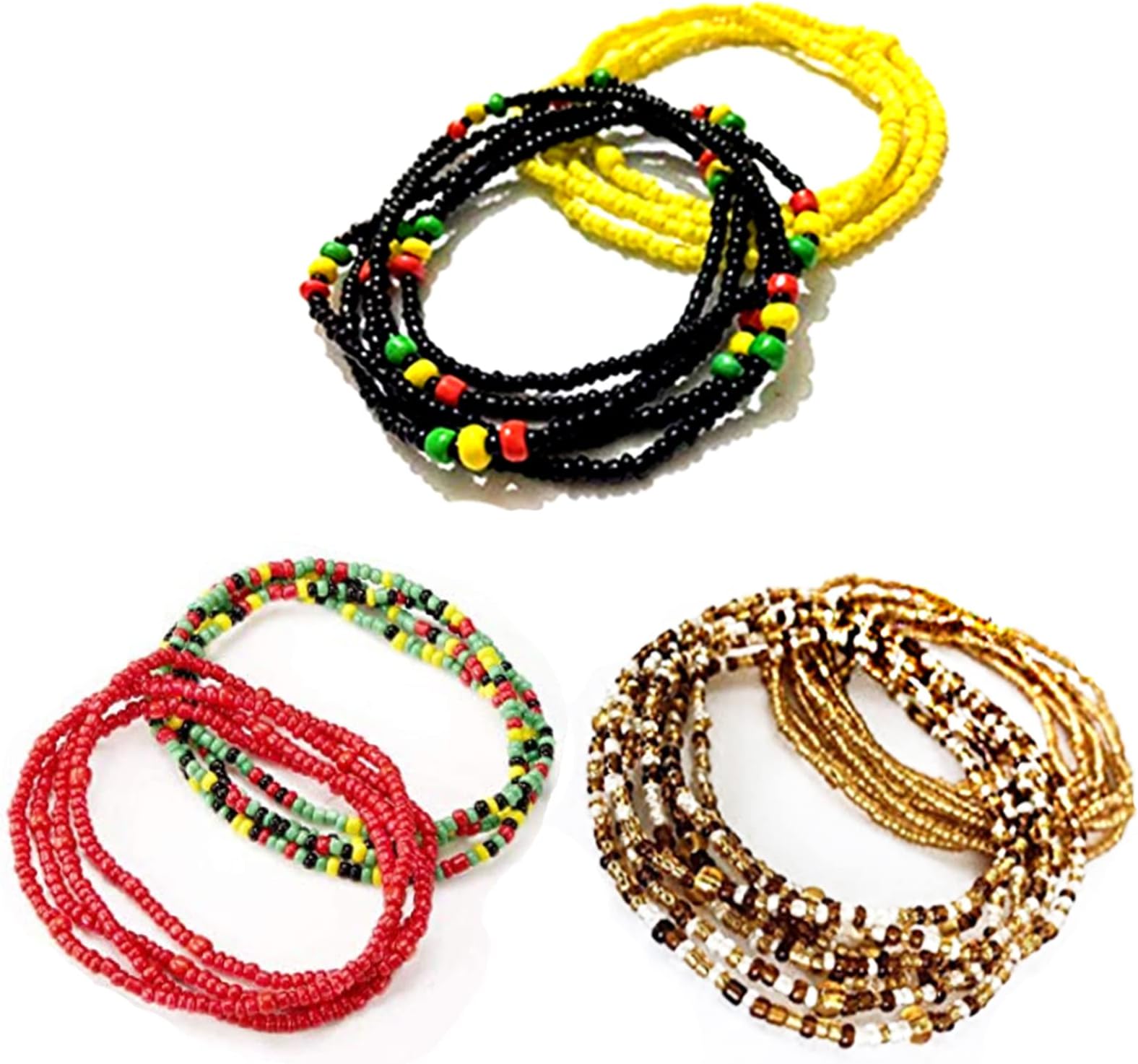 Tuoshei 6 Piece Waist Bead Se Belly Beads African Waist Bead Body Chains Beaded Belly Chain Bikini Jewelry for Woman Girl (6 PCS) (style 1)