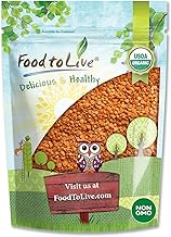 Food to Live Organic Red Split Lentils, 8 Ounces – Non-GMO Masoor Dal, Dried, Vegan, Kosher, Bulk, No Soaking Required, Perfect for Soups, Dal and Spicy Curries