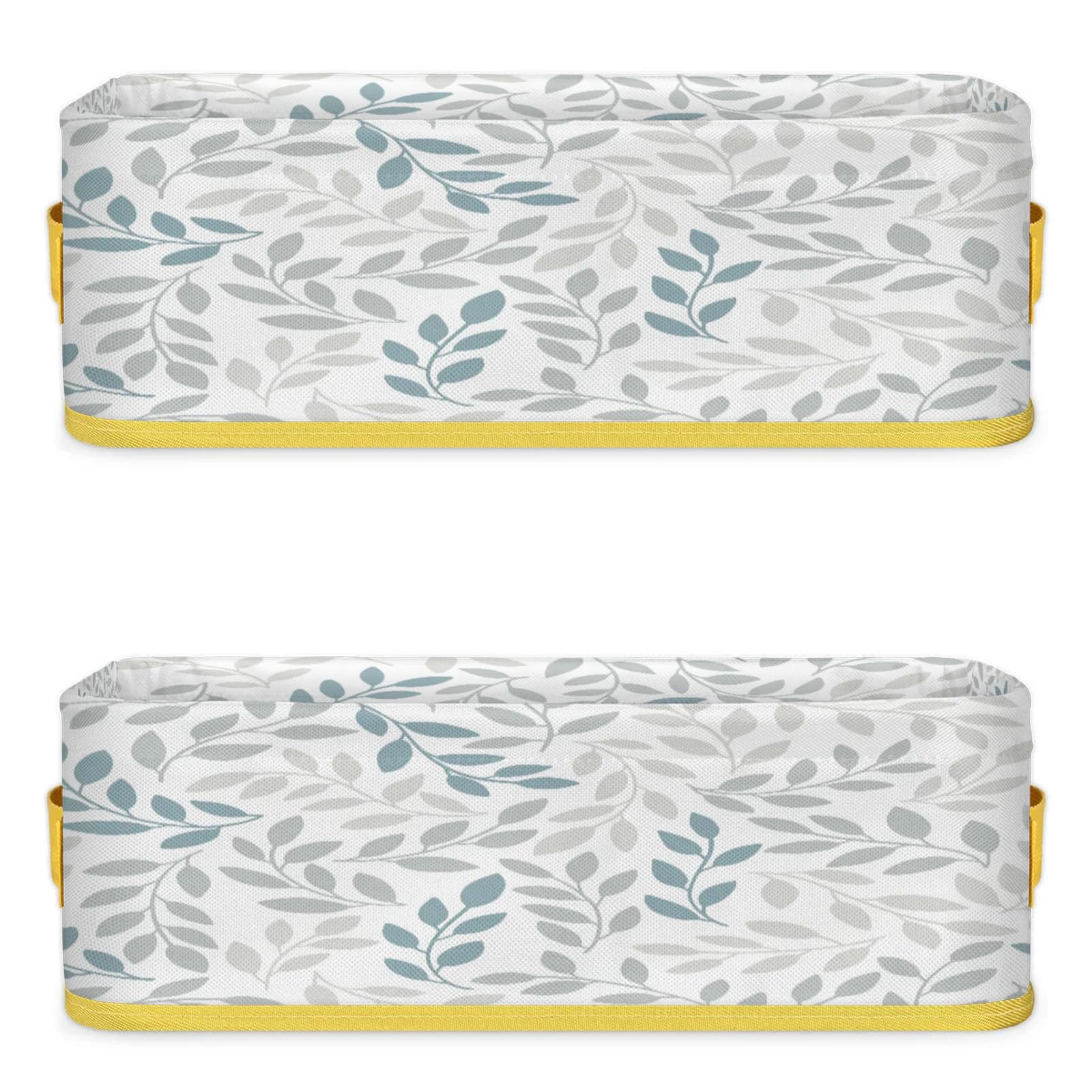 Leaves Pattern Bathroom Storage Basket Waterproof Foldable Storage Bins with Handles Decorative Toilet Paper Storage Basket for Organizing for House Bathroom Toiletries Set of 2