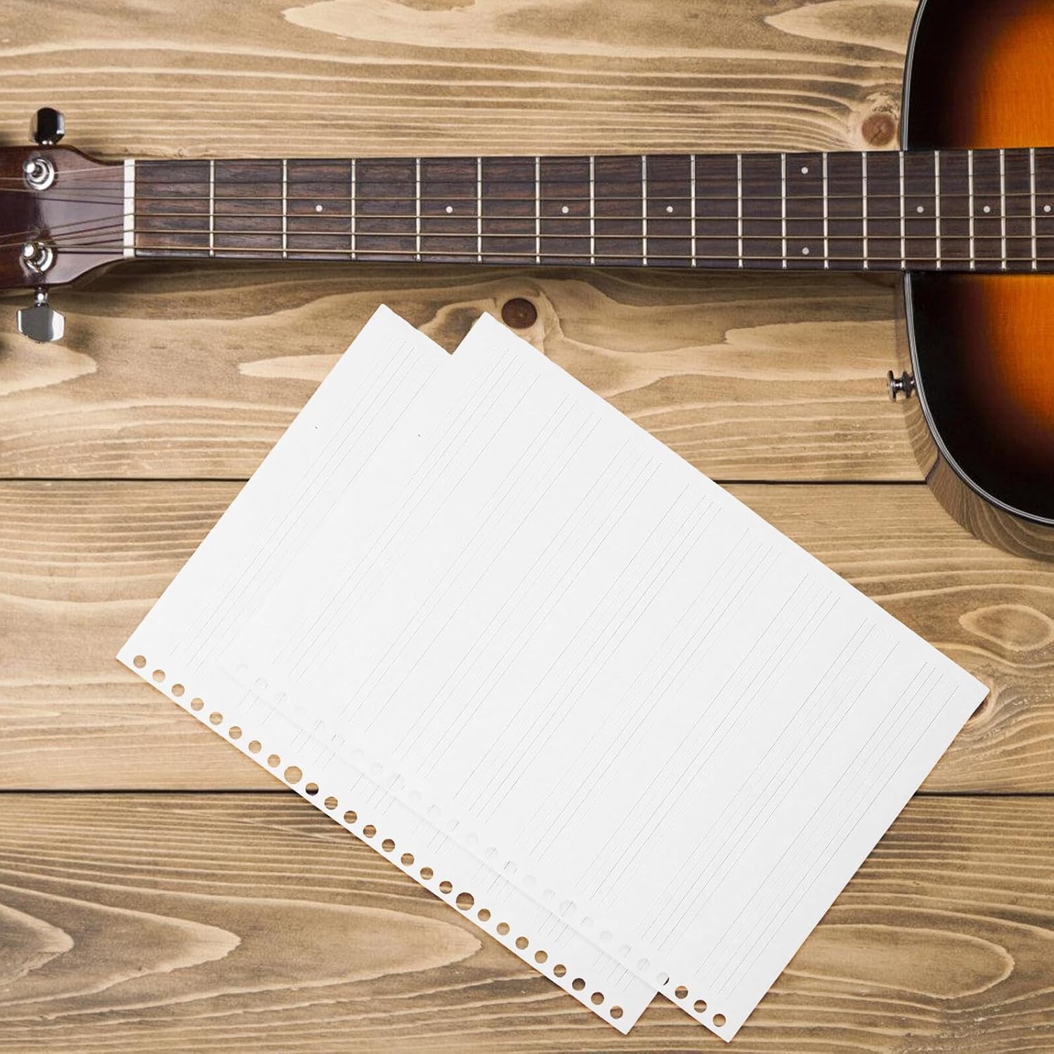 MAGICLULU 2pcs Loose-page Music Manuscript Staff Paper Refill, 10x7" Blank Staff Notebook Sheets Wide Spacing, Precision-printed Music Sheet Refill Paper for Students and Musicians