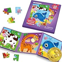 QUOKKA Magnetic Game for Children 2 3 4 Years – 20 Pieces Magnetic Puzzle for Children – Travel Games for 5 6 Years – Toys for Airplane with Animals – Educational Gift for Boys and Girls