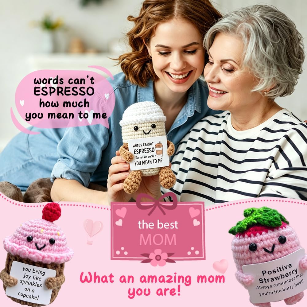 25PCS Positive Crochet Animals Bulk-Teacher Appreciation Gifts Bulk-Team Appreciation Gifts for Employees-Inspirational Crochet Animals Mothers Day Graduation Birthday Thank You Gift for Women Men Mom