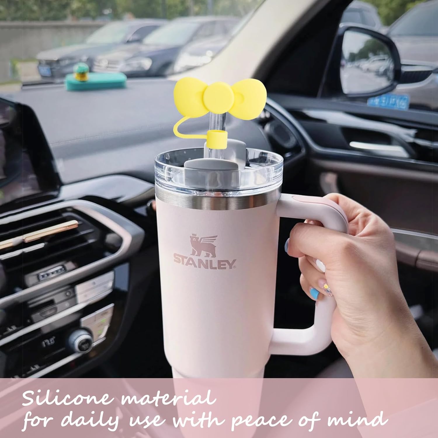 4 pcs Cute Bow Straw Covers Cap Toppers Tips Compatible with Stanley 40/30 oz Tumbler Cups,Reusable Cute Silicone Straws Lids Protectors for 0.4 in/10mm Stanleys Cup Accessories - Image 4