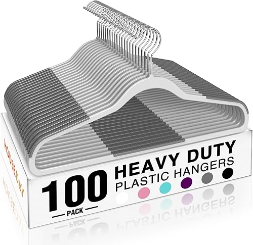 Miniatura 13 de HOUSE DAY - Ganchos de plástico resistentes de 60 unidades, ganchos antideslizantes para ropa con almohadillas de goma y gancho de 360° - Delgados