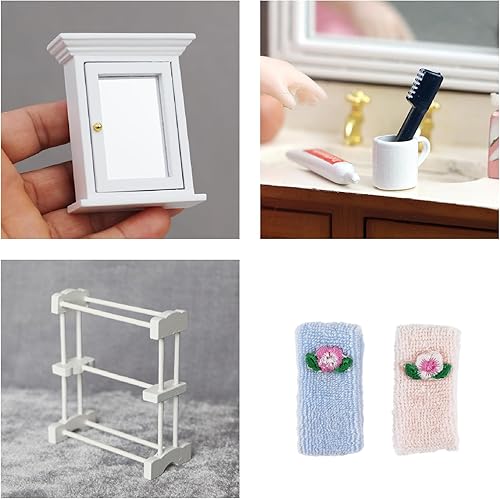 Miniatura 4 de AirAds - Casa de muñecas 112 en miniatura para baño y baño, con espejo, color blanco