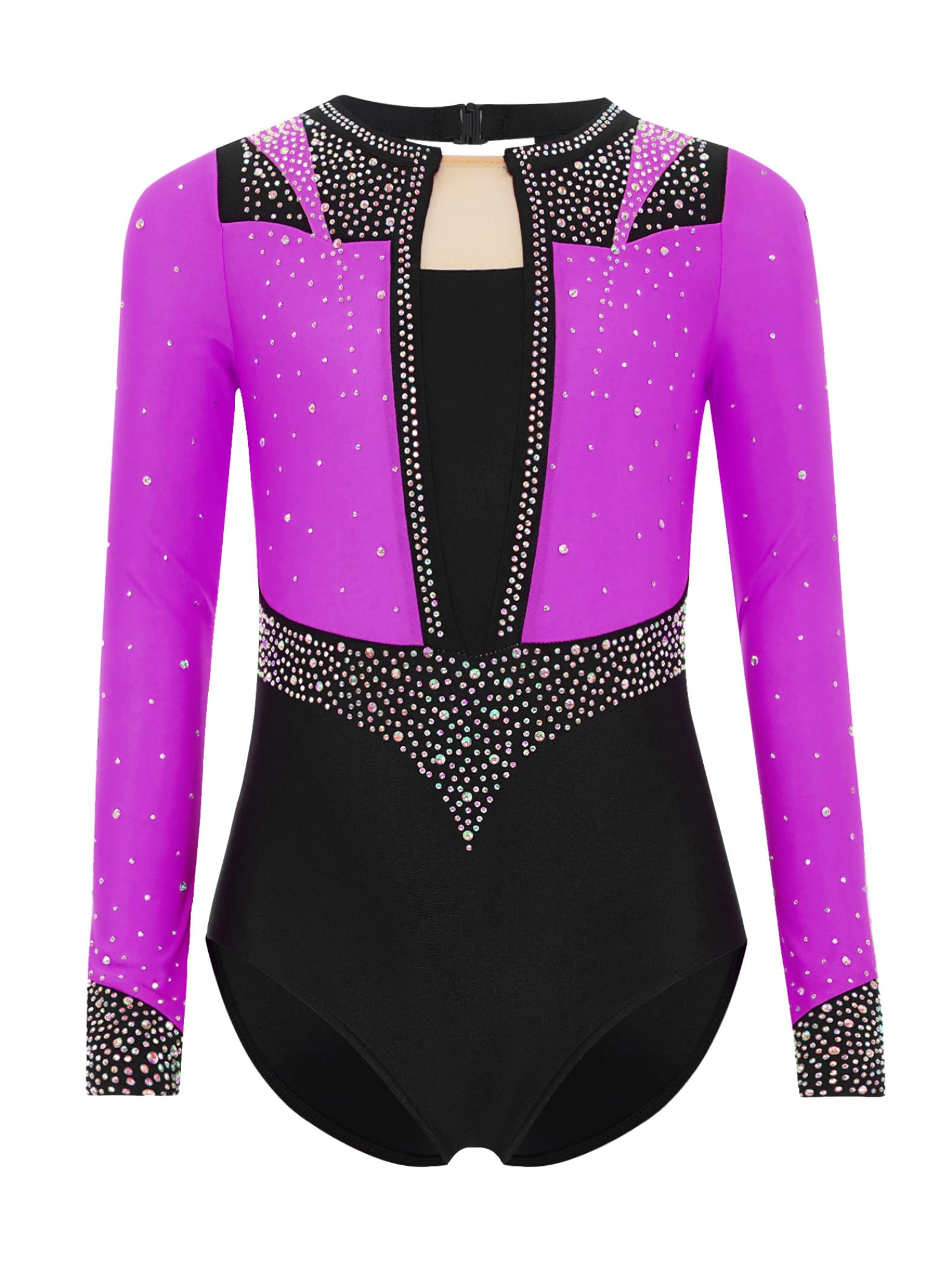 Piezas De Traje De Gimnasia Con Destellos Para Niñas Leotardos De Gimnasia De Manga Larga Tops De Deporte Brasier Y Pantalones Traje De Baile Para Púrpura 13-14 años
