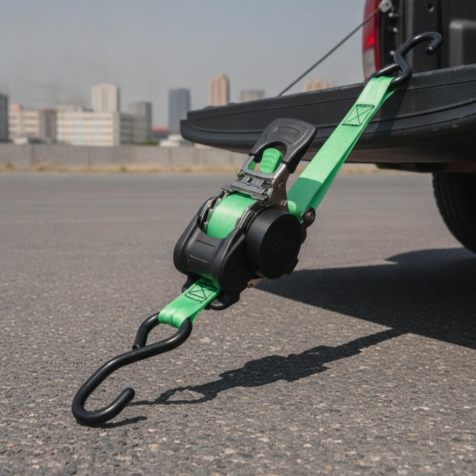 Correa Sujeción Retráctil Automático Tensor Trinquete Autoenrrollable Resistente Cinchas para Motocicletas, Black