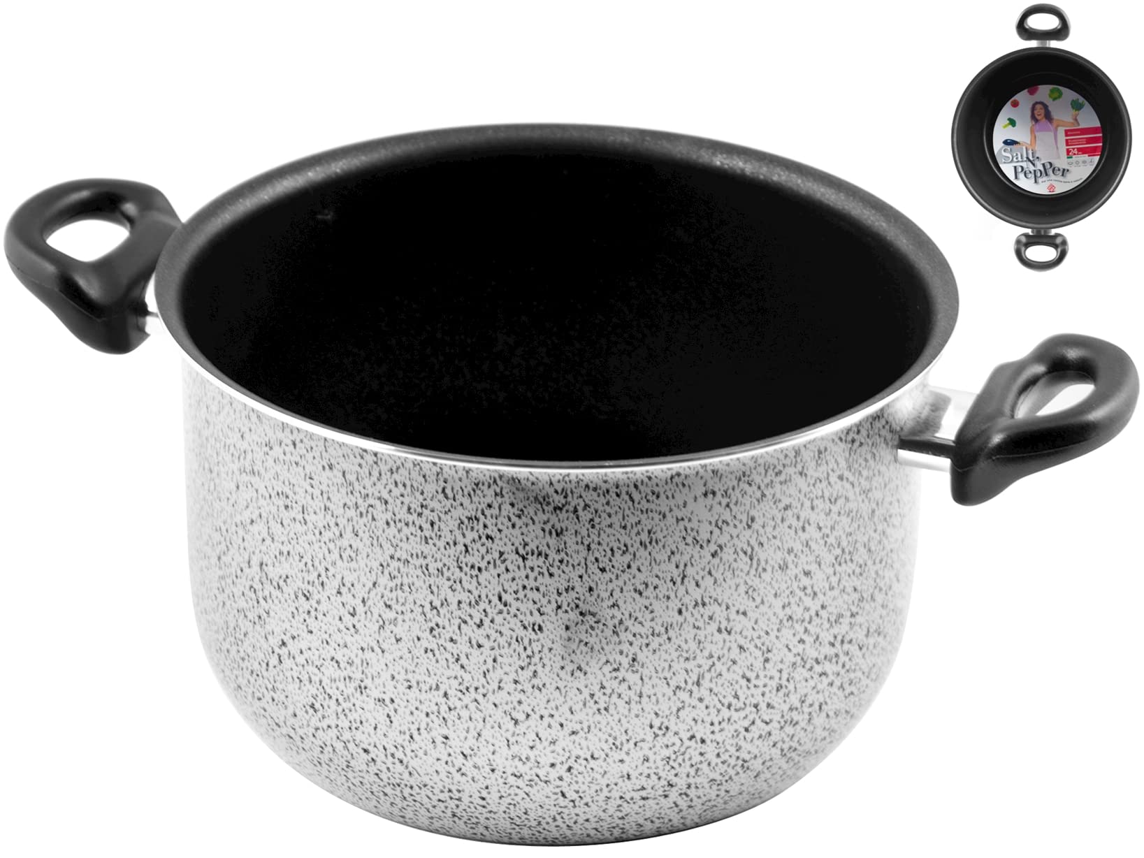 Home Salt N'Pepper Nonstick Pot, Aluminum, 20.7 Liters, Black/Grey, 26 cm