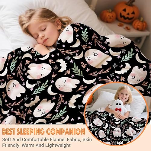 Miniatura 6 de SUPERICH Manta de fantasma de Halloween para bebé, regalo súper suave, manta acogedora para recién nacido, manta para cochecito de bebé, manta para