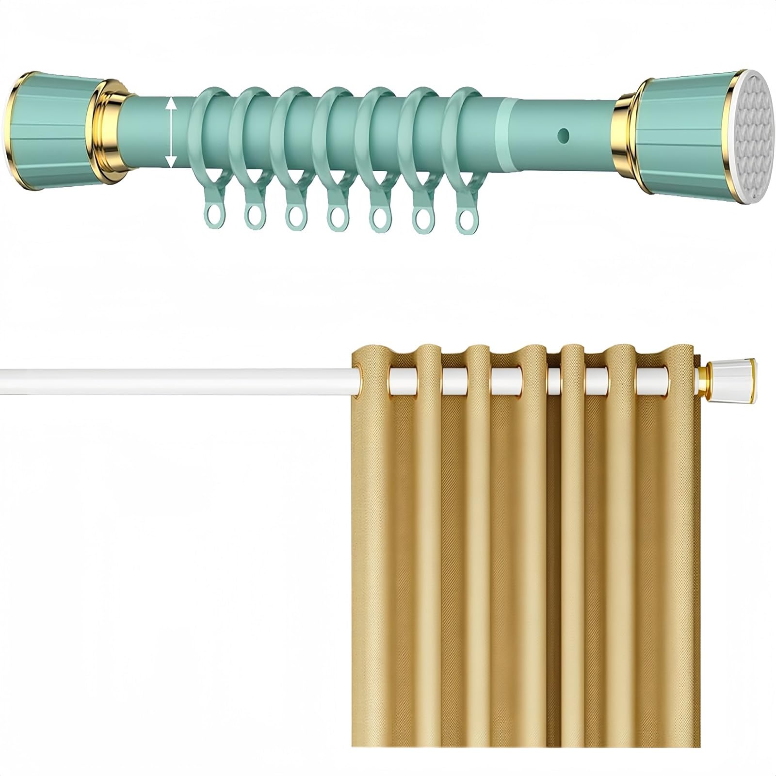 Tringle à rideau sans perçage 160-250 cm en acier inoxydable vert