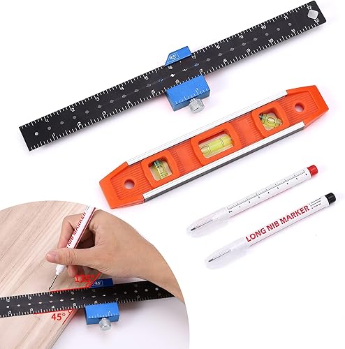 Regla de carpintería de 12 pulgadas, regla de medición de metal y juego de nivel de torpedo, diferentes burbujasmedición de 4590180, regla