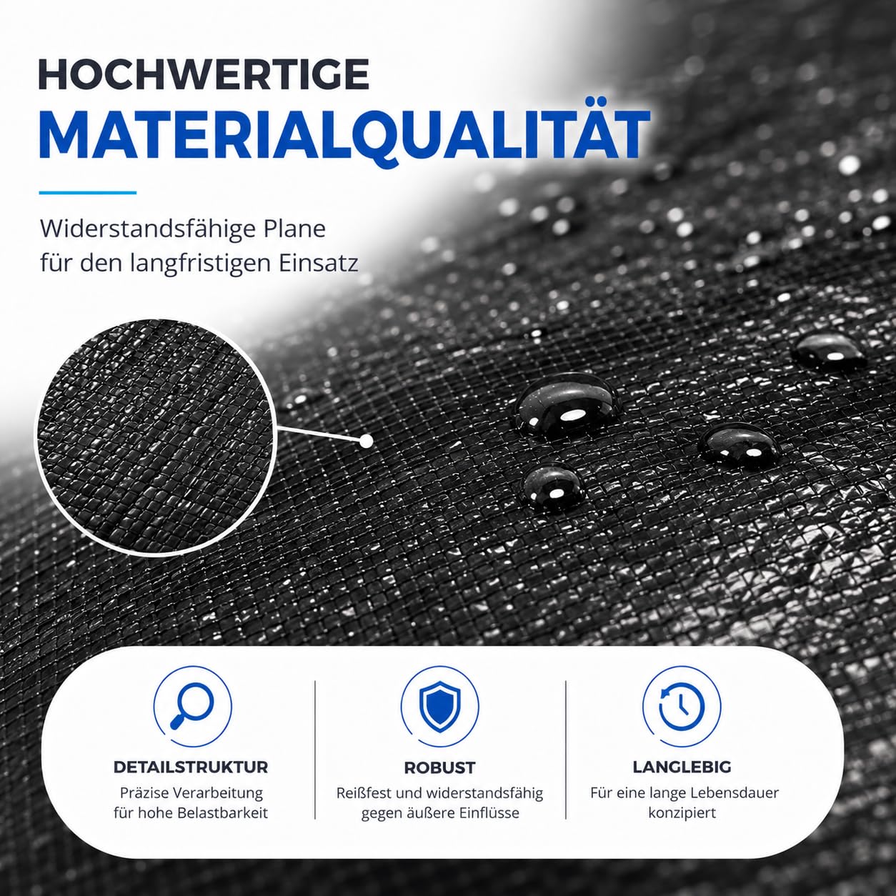 Telo di copertura per piscina rotondo, extra spesso, 200 g/m², resistente ai raggi UV, per l'estate e l'inverno, colore nero, 460 – 500 cm (diametro 560 cm)