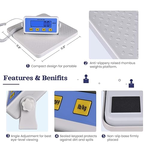Miniatura 2 de Báscula médica - Báscula de lucha de alta capacidad de 440 libras para peso corporal con pantalla LCD fácil de leer, báscula de médico, báscula