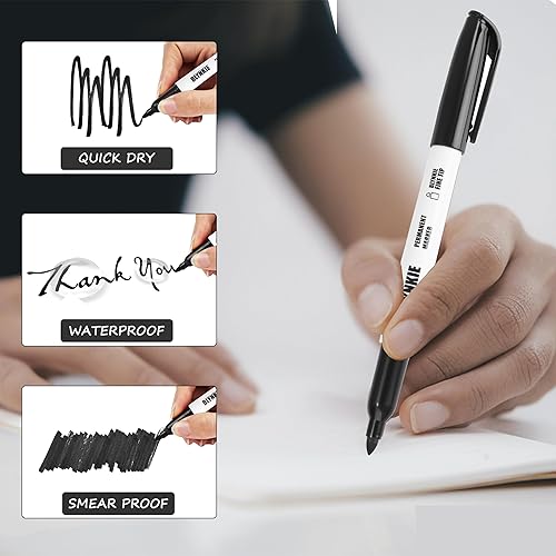 Miniatura 3 de Marcadores permanentes de punta fina a granel, paquete de 82 marcadores impermeables, bolígrafos a prueba de manchas de primera calidad, secado