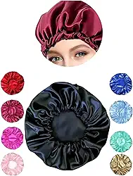 Touca de Cetim Antifrizz | Ajustável Até 30cm | Proteção Antiquebra | Confortável Para Dormir | Touca Simples. Proteção Ideal Para Cabelos Cacheados, Crespos e Alisados (Aleatorio, 2 Unidade)