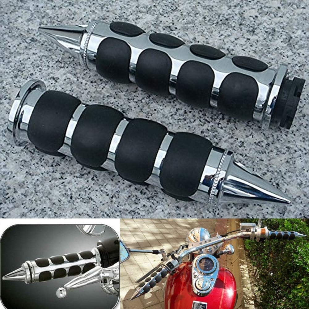 Pair Motorcycle 1 inch 25mm Chrome Black Sharp Handle Bar Hand Grips for Harley Shadow VT VTX1300 1800 Suzuki Kawasaki