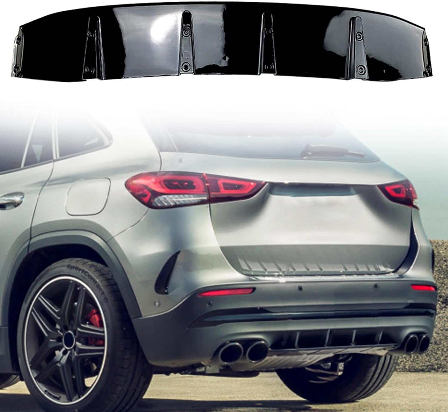 Car Rear Bumper Lower Skid Plate Cover Compatible with Benz GLA-Class H247 2020+, Glossy Black
