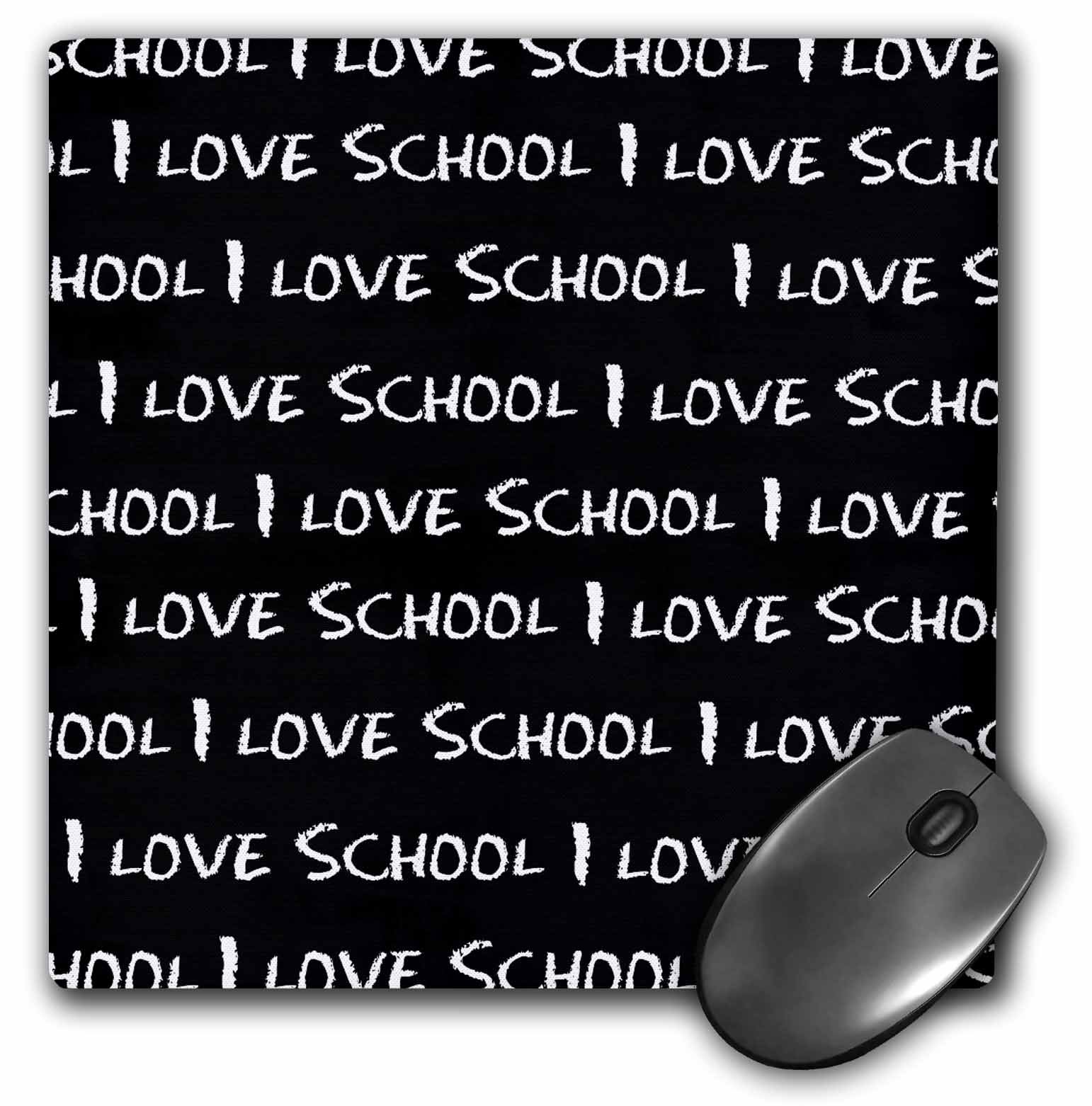 3dRose LLC 8 x 8 x 0.25 Inches Mouse Pad, I Love School Chalkboard (mp_183199_1)