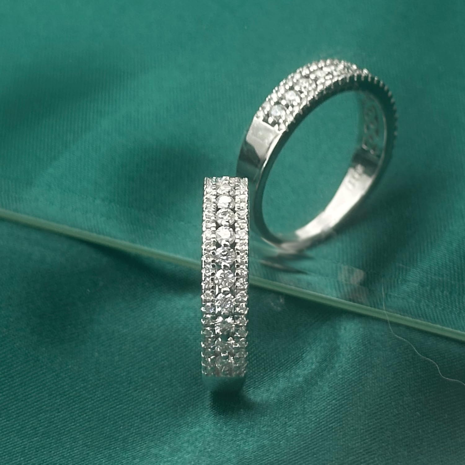 Moissanite Wedding Band 925 Sterling Silver Eternity Rings for Women Engagement Pave Cocktail Anniversary Size 5-10 - Image 2