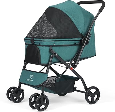 Pet Dog Stroller, Dog Cat Jogger Stroller with Reversible Handle Foldable Puppy Travel Stroller for Medium Small Dogs Cats 44lbs