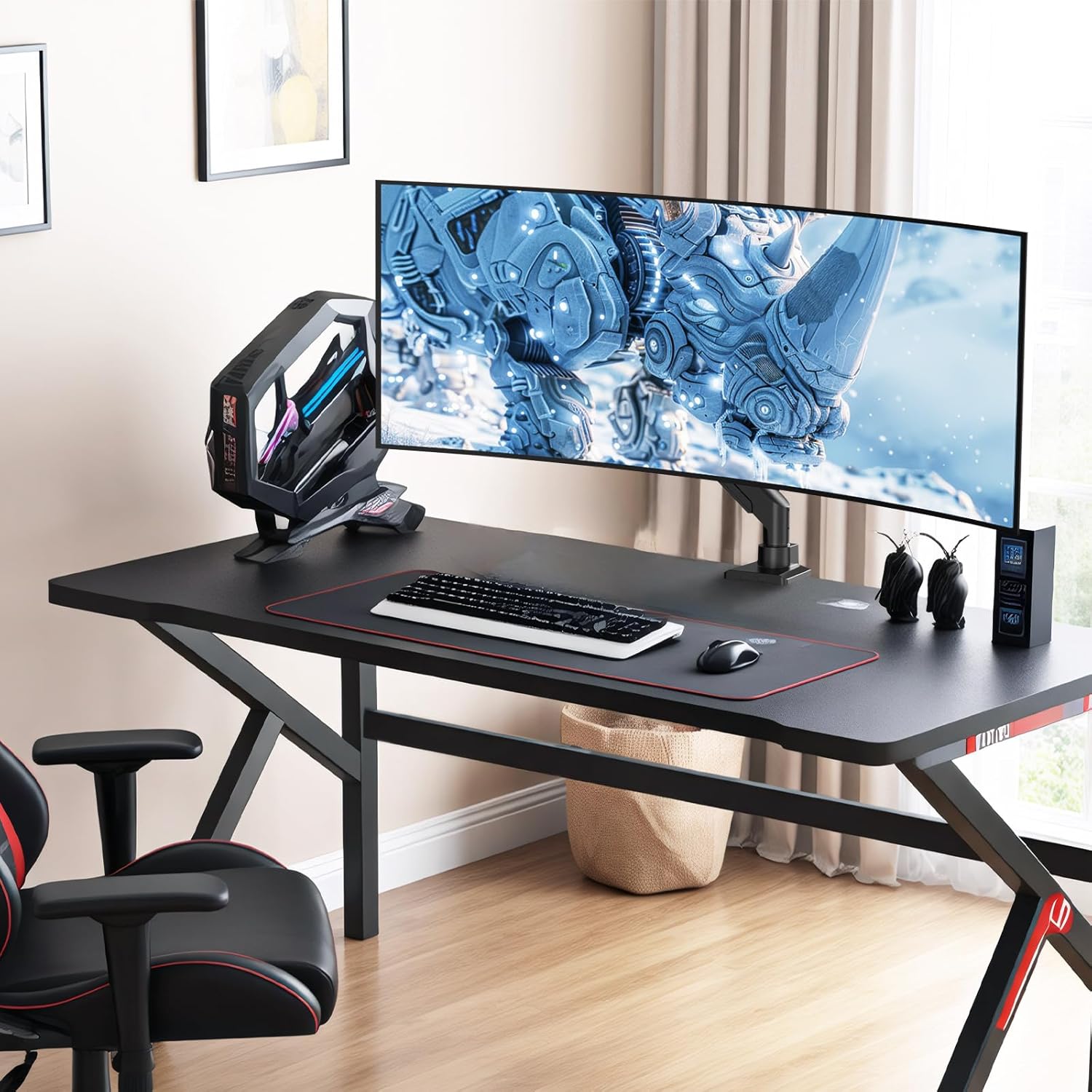 PUTORSEN 17-49 Inch Ultrawide Monitor Arm, up to 20KG, Heavy Duty Monitor Arm, Premium Aluminium Monitor Mount for Flat/Curved Monitor with VESA 75 * 75/100 * 100 mm, Gas Spring Monitor Desk Mount