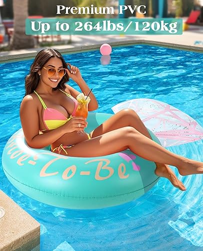 Miniatura 68 de HeySplash Anillos de natación inflables con purpurina, flotador de piscina de verano en forma de flor, flotadores de tubo flotador, juguetes