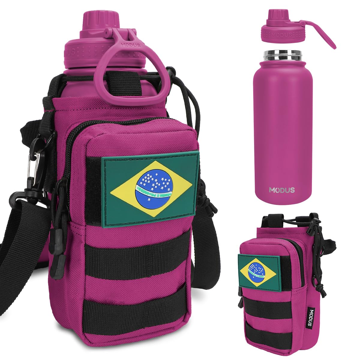 MODUS Garrafa Térmica Inox 950ml com Bolsa Porta Manter Frio ou Quente por Horas (Rosa choque)