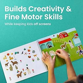 Cupkin Farm Animal Sticker Book Activity for Kids, Toddler Airplane Travel Essentials, 500+ Horse Stickers for Kids + 12 Scenes + 12 Coloring Book Pages, Cow Lover Children\'s Gift, Crafts Ages 2-8