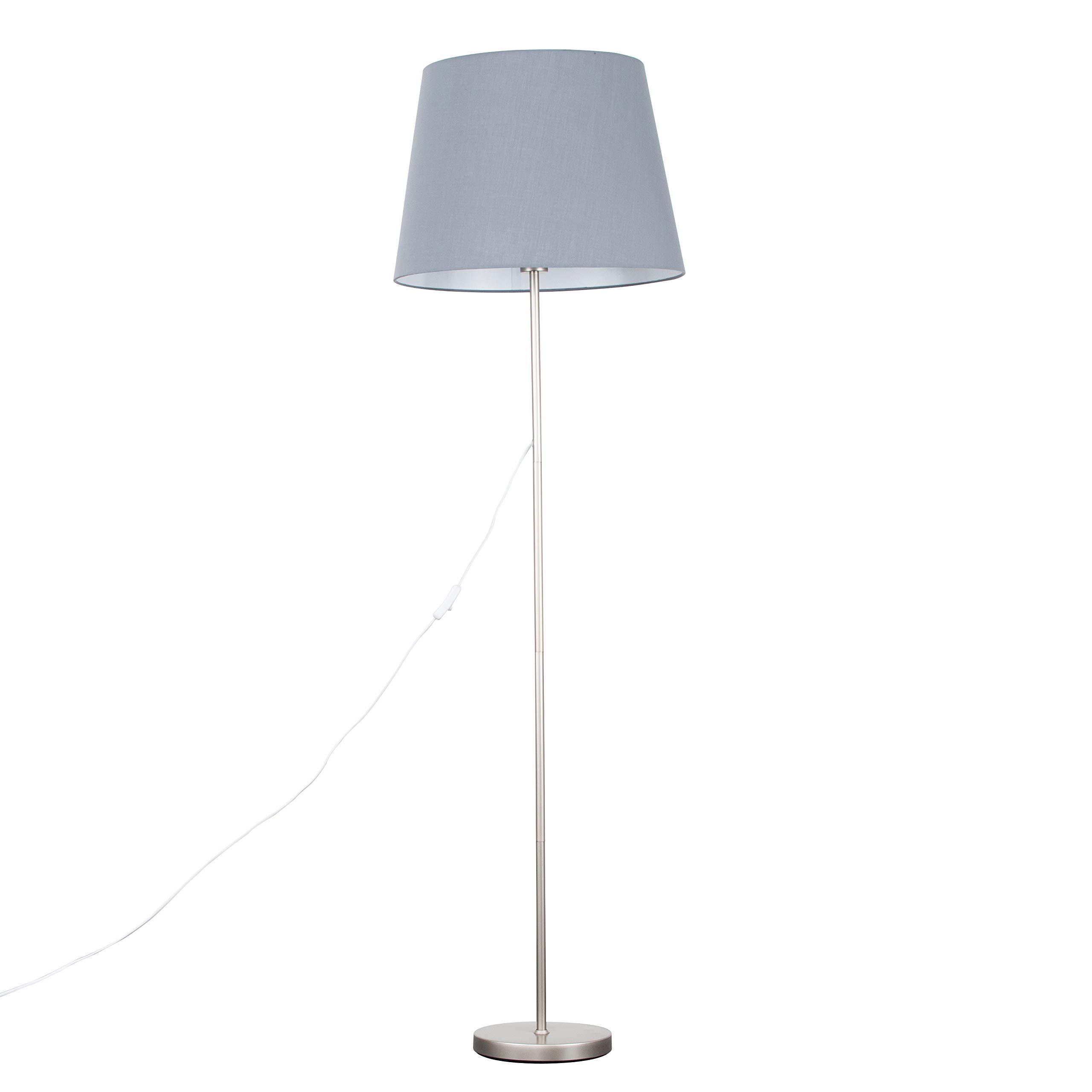 ValueLights Charlie Modern Stem Brushed Chrome Floor Lamp in Metallic Silver