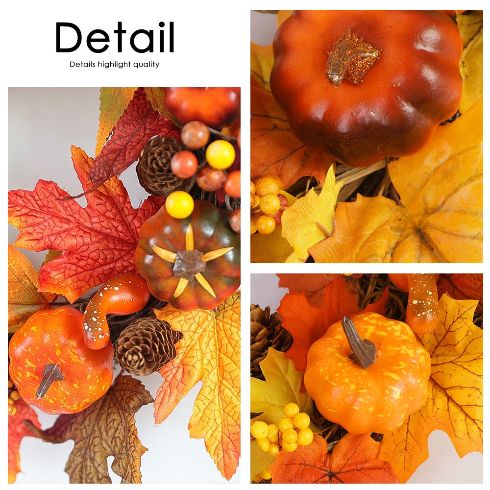 Herbstkranz 61cm Mit Kürbissen - Türdekoration Für Herbst Und Thanksgiving