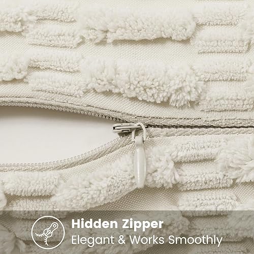 Miniatura 10 de decorUhome Juego de 2 fundas de almohada decorativas neutras negras de 18 x 18 pulgadas, fundas de almohada cuadradas de pana suave bohemia a rayas