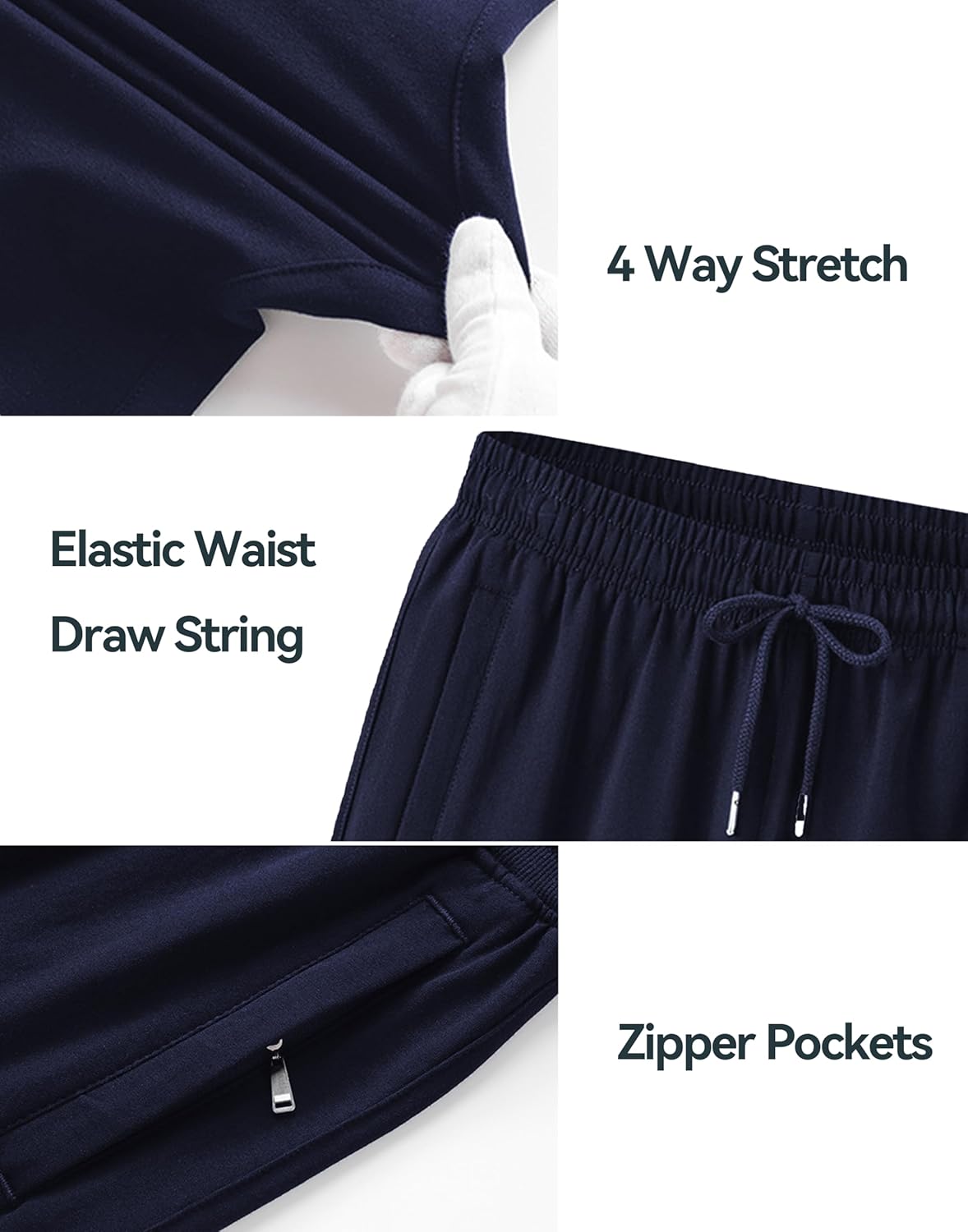 Mens Cotton Shorts Sweat Athletic Shorts for Men, Lounge, Gym, Yoga, Workout with Zipper Pockets - Image 6