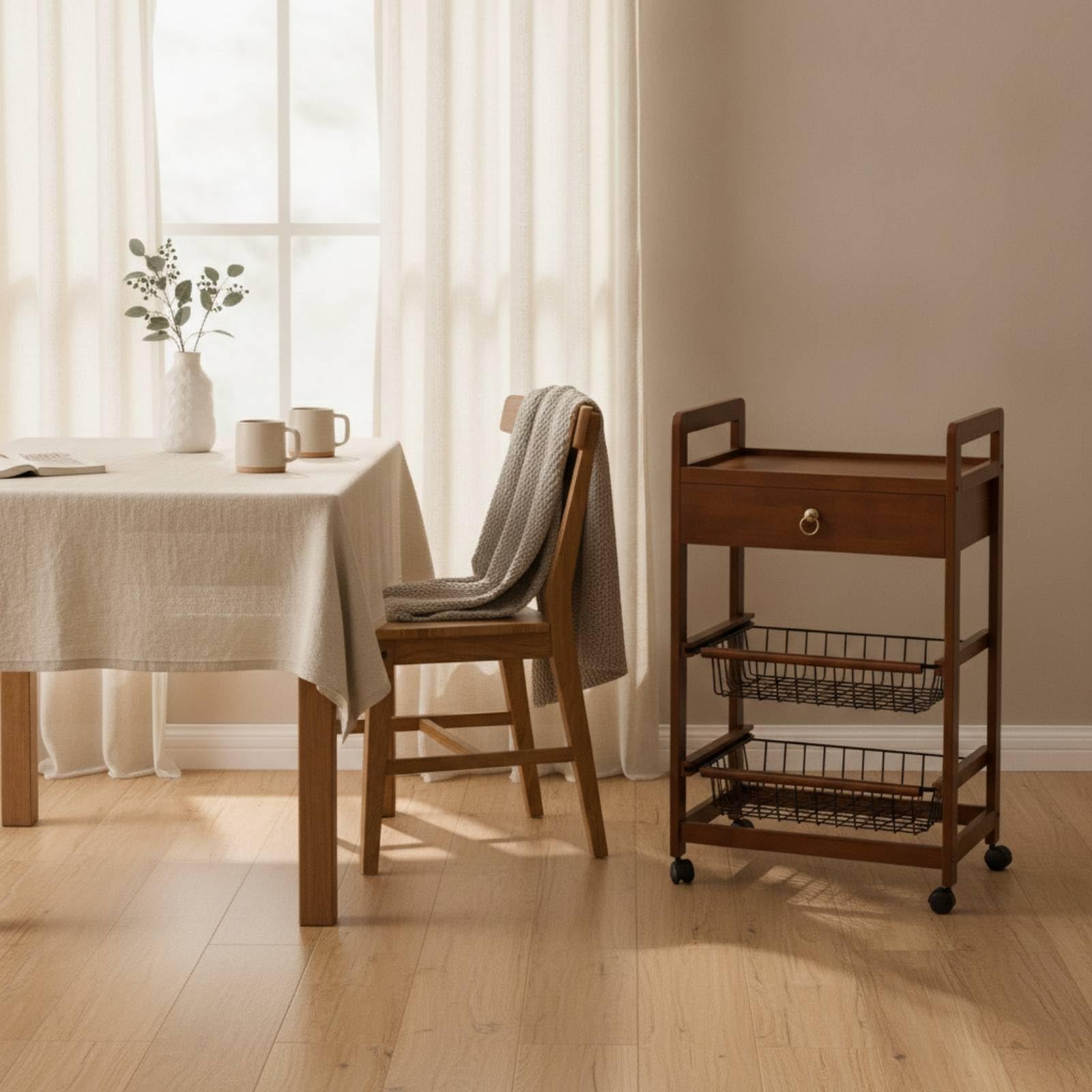 Organizador Cocina con Ruedas Estrecho Estantería con Ruedas Estable Mueble para, Grande, Sin Cajón, 43cm De Largo, Altura 95cm
