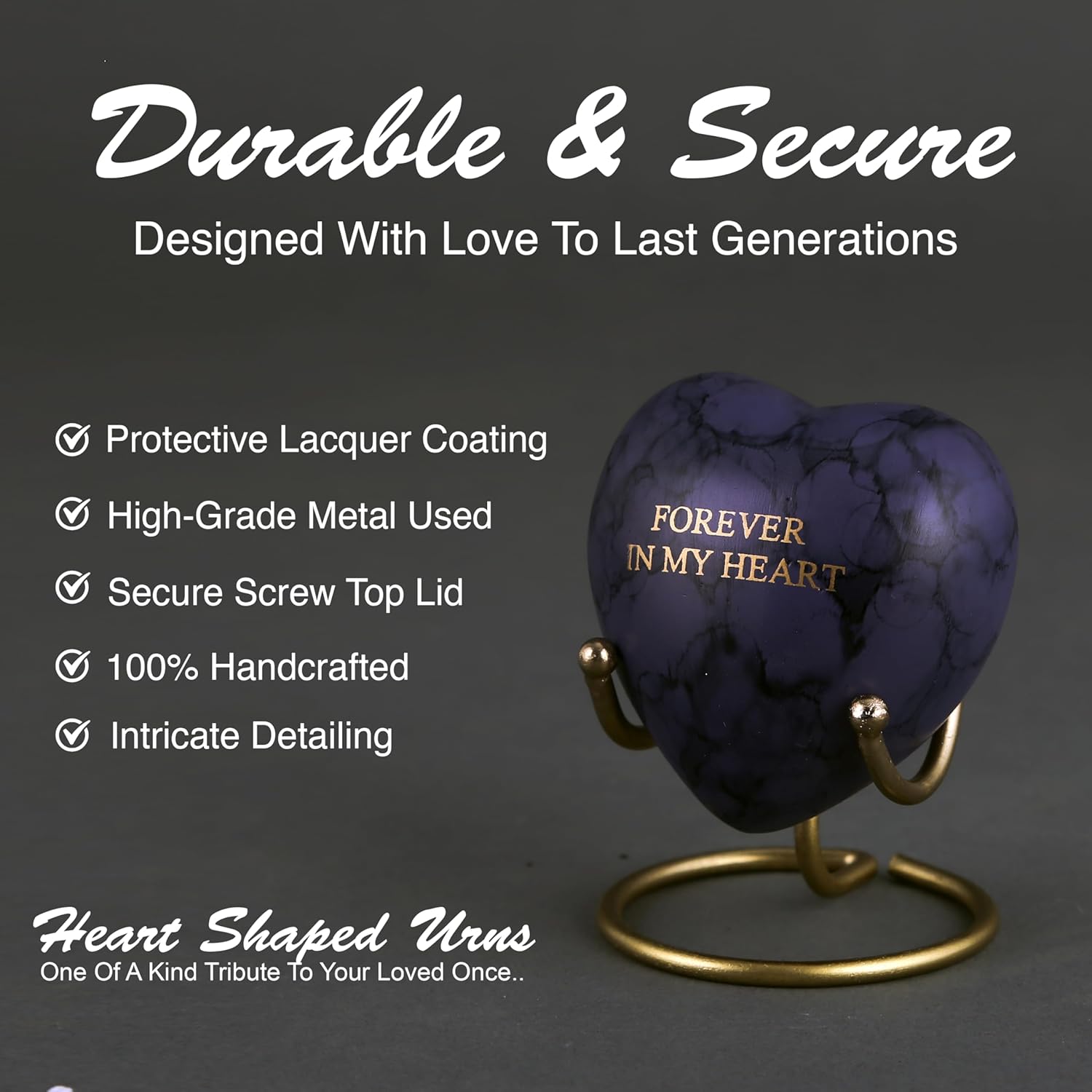 Memorial Heart Keepsake Urn for Ashes | Mini Cremation Urns for Female, Pets or Children | Keepsake Urns for Human Ashes | Memorials Gifts | Forever in My Heart - Image 6