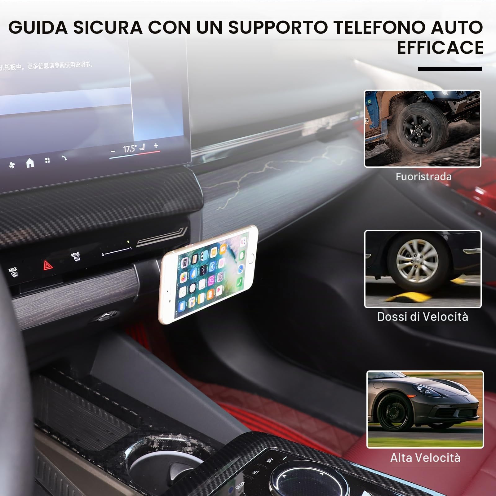 Supporto magnetico per cellulare compatibile con BMW Serie 5 G60 G61 anno di costruzione 2024 2025, supporto per griglia di ventilazione con testa a sfera girevole a 360° per tutti gli