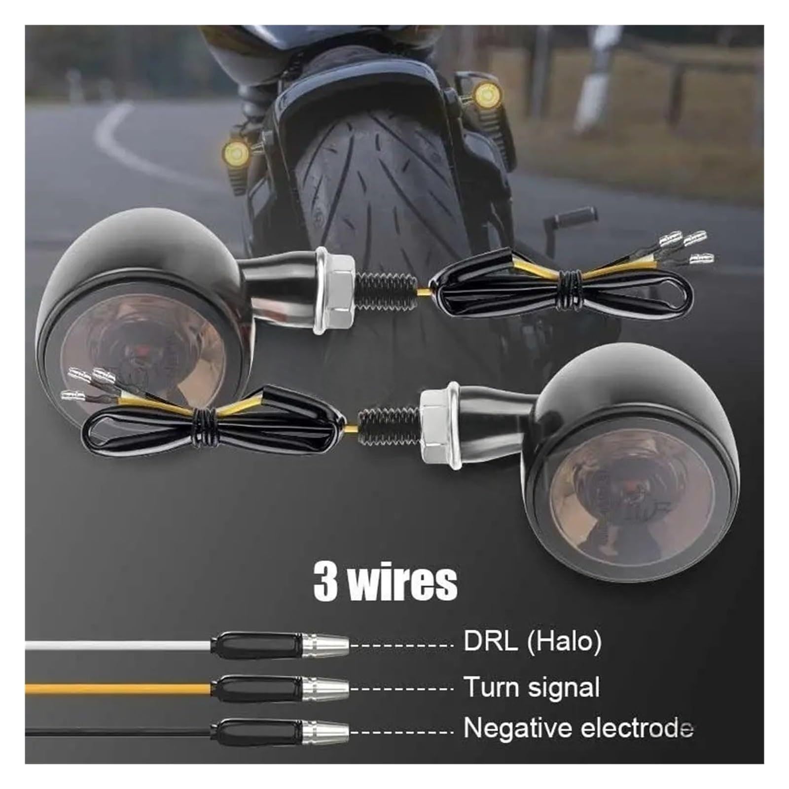Intermitentes para Motocicleta, luz de señalización de Motocicleta LED, indicador Luminoso Blanco y Rojo, Luces de Freno y posición traseras, Intermitentes para Motocicleta de 8 mm.