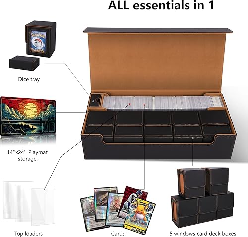 Miniatura 8 de Caja de almacenamiento de tarjetas extra grande con capacidad para más de 3600 tarjetas compatibles con 12 cajas de cubierta pequeñas, incluye bolsa