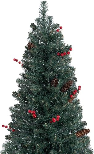 Miniatura 12 de Naomi Home Árbol de Navidad nórdico de 7.5 pies con luces, árbol de Navidad realista y encantador preiluminado con 1266 puntas de rama, 700 luces